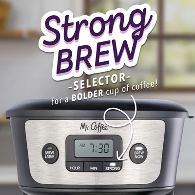 Mr. Coffee® 12-Cup Programmable Coffee Maker with Strong Brew Selector, Stainless Steel