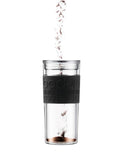 Bodum 15 oz Travel Double Wall French Press Coffeemaker, Plastic, Black and Clear